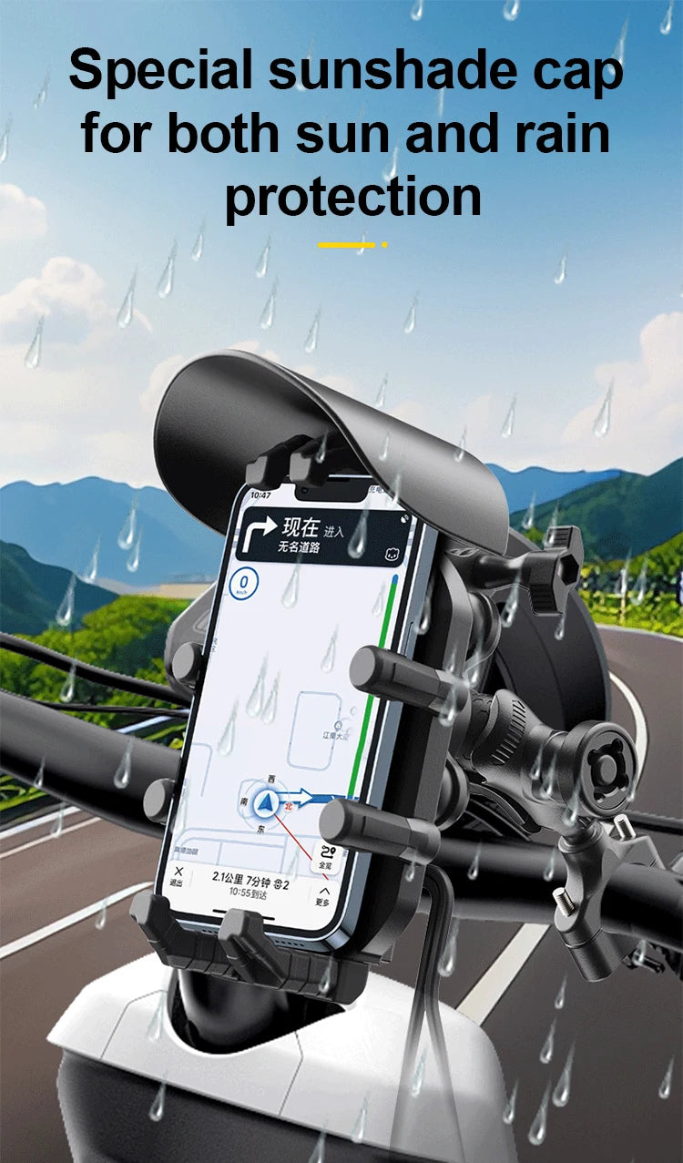 Motorcycle Phone Holder & Fast Charger - Wireless, USB, Type C | Shockproof Bike Mount