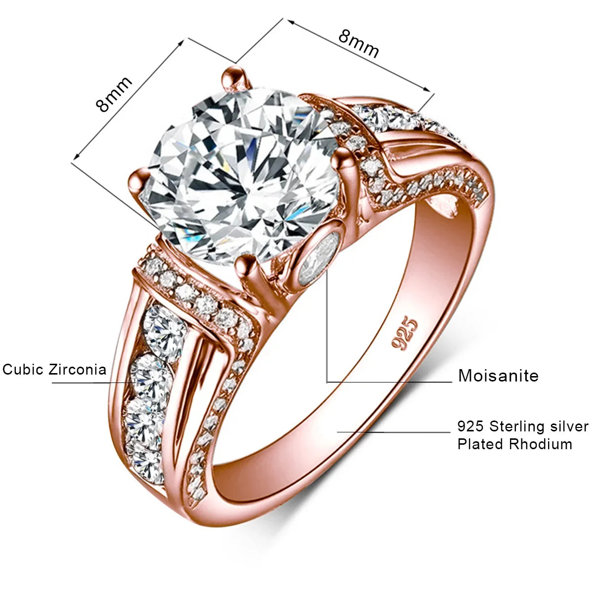 Certified 2ct D VVS1 Moissanite Ring - Sterling Silver Elegance