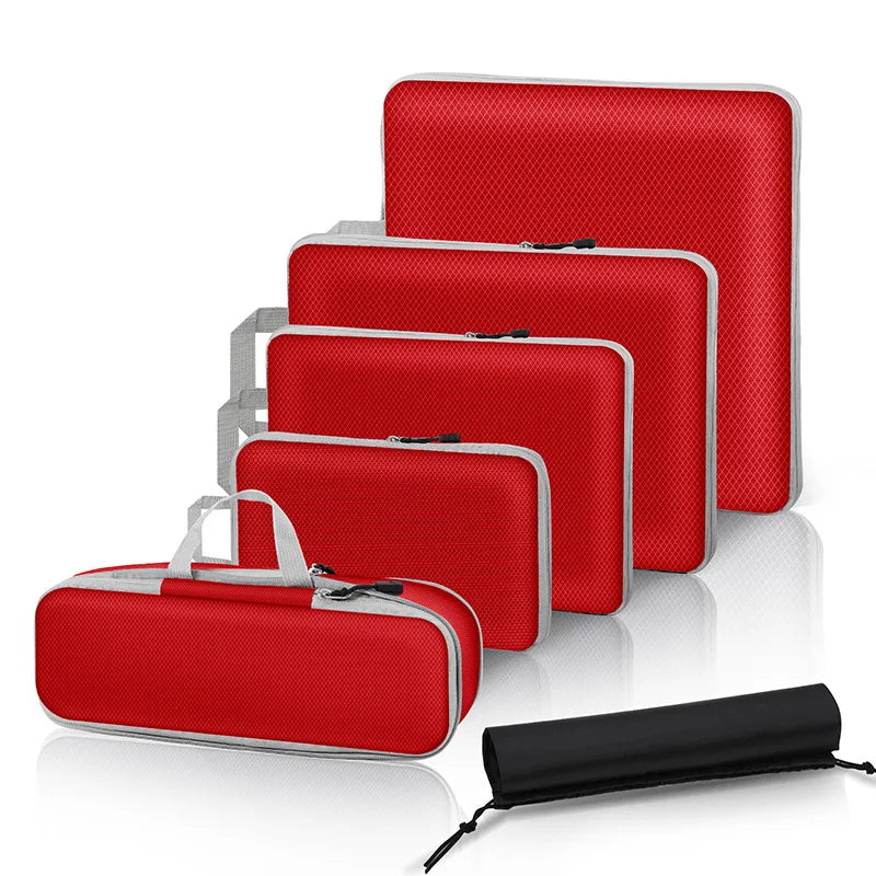 6PCS Travel Compression Packing Cube Set with Shoe Bag | Luggage Organizer