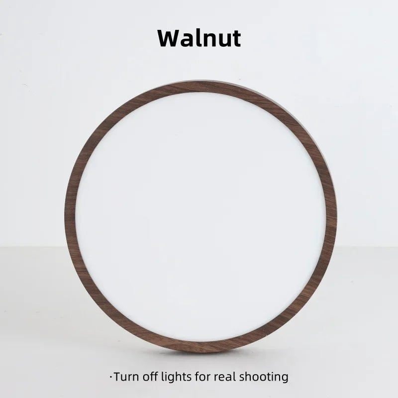 Modern Circular LED Ceiling Light - Ultrathin Wood Grain Walnut Decorative