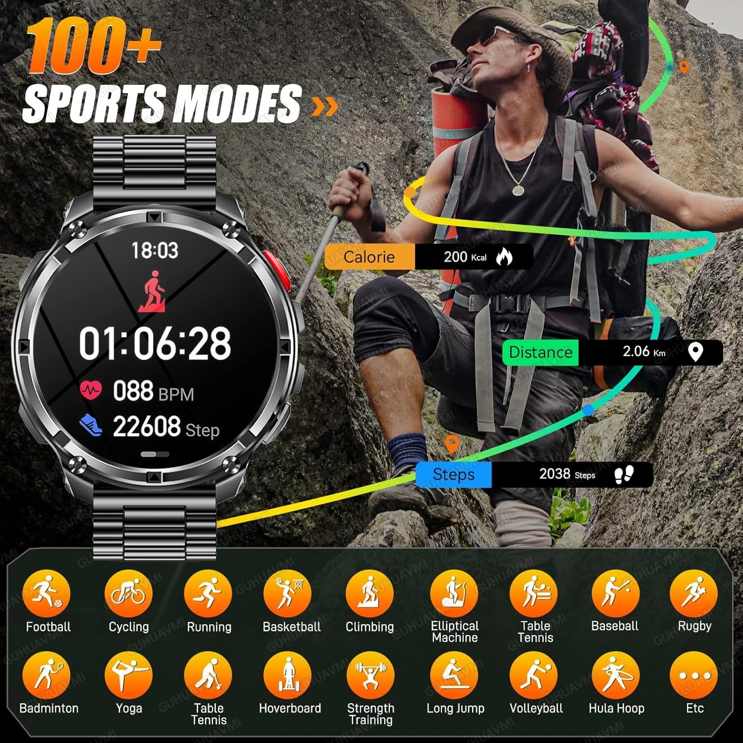 T-Rex3 Pro Smartwatch | 1100mAh Battery, GPS, 5ATM Waterproof, Military-Grade