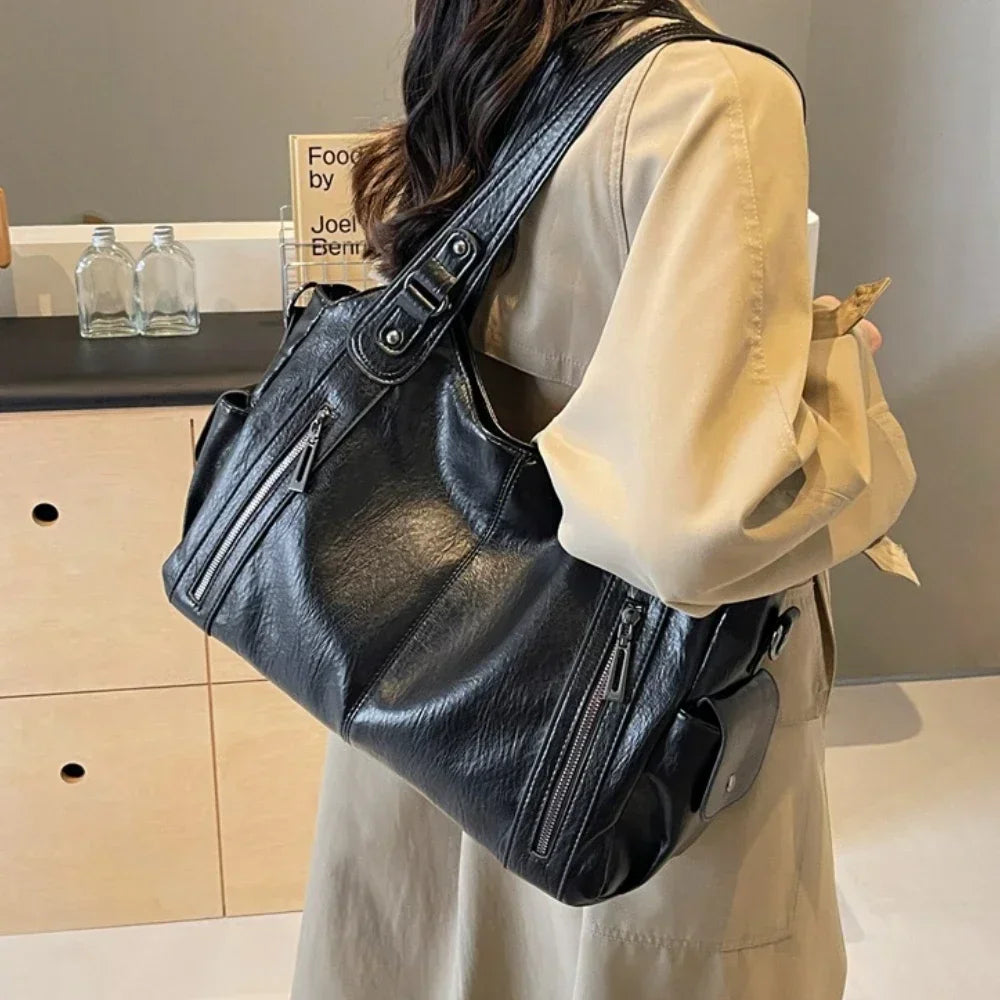 Vabena 2026 Soft Interior Shoulder Bags - High Quality Contrasting PU Handbags