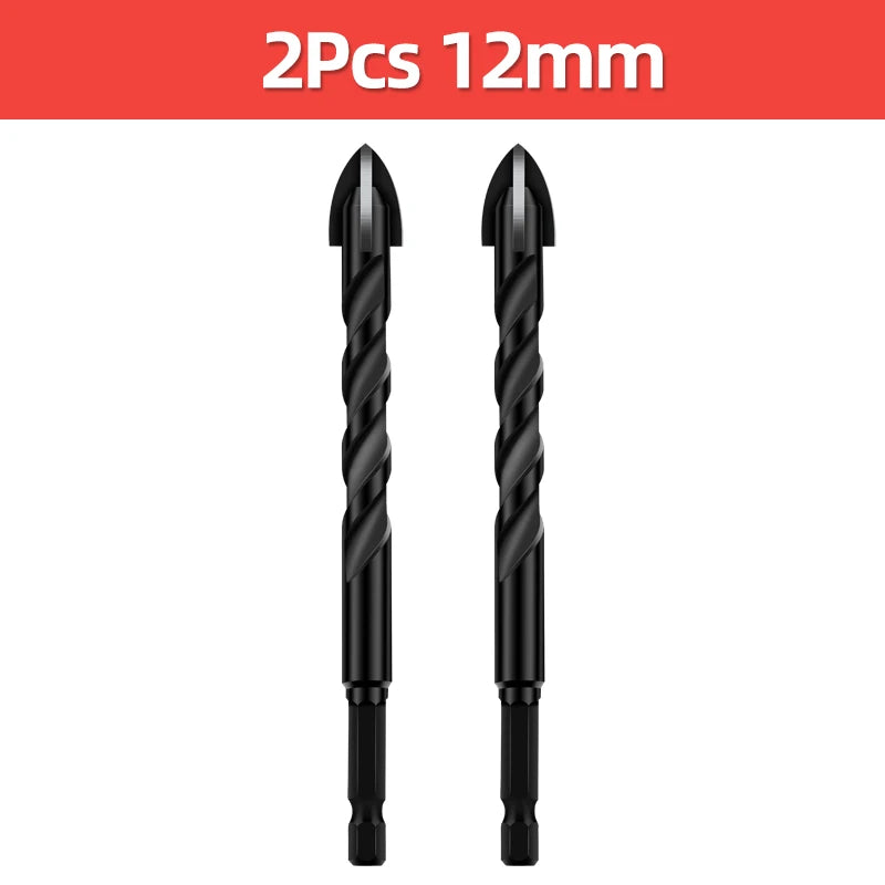 TOOLEYE Multifunction Cross Hex Drill Bit Set - Concrete, Tile, Glass, Metal