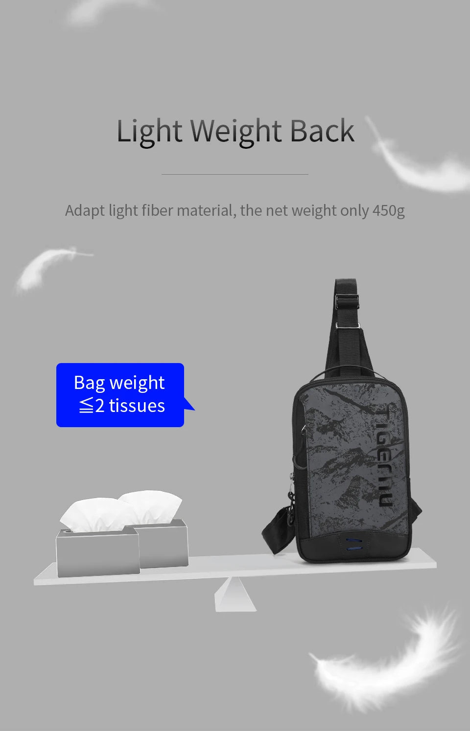 Tigernu Men's Chest Bag - Cool Shoulder & Crossbody for 9.7" iPad