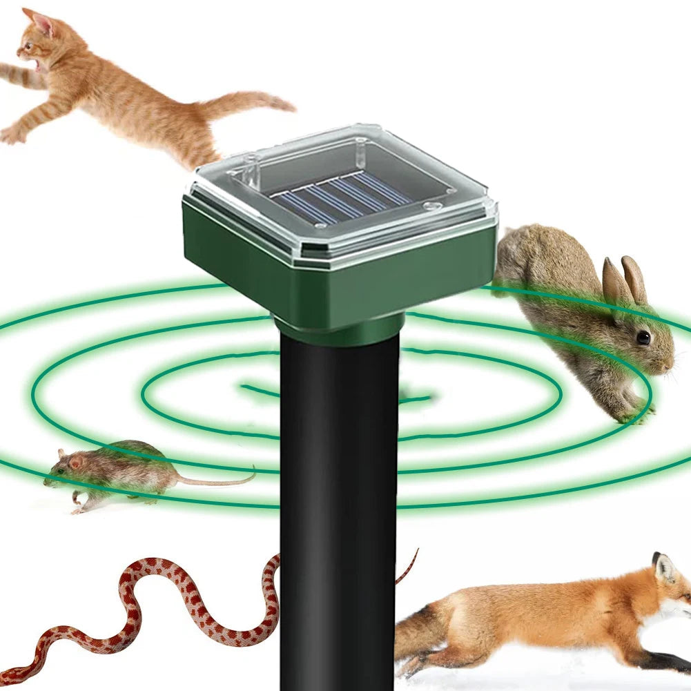 Solar Ultrasonic Pest Repeller - Outdoor Lawn Mouse, Snake & Insect Defense