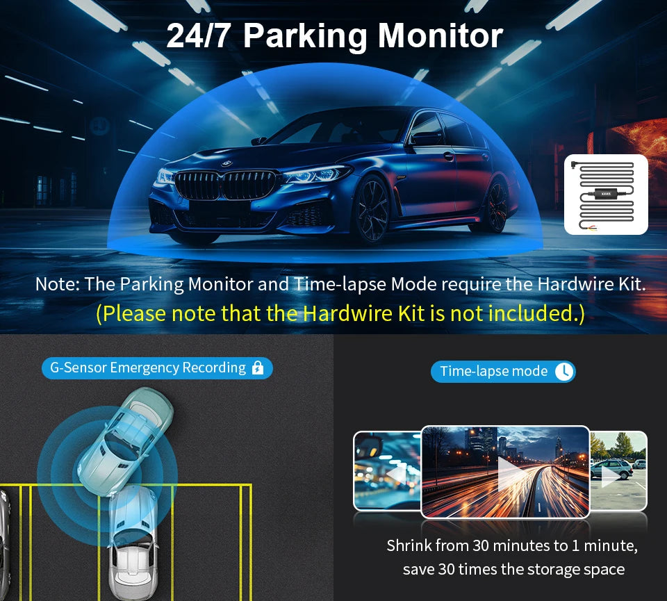 KAWA Dash Cam MINI 3 - 2K Dash Camera with Voice Control, Night Vision & WiFi APP