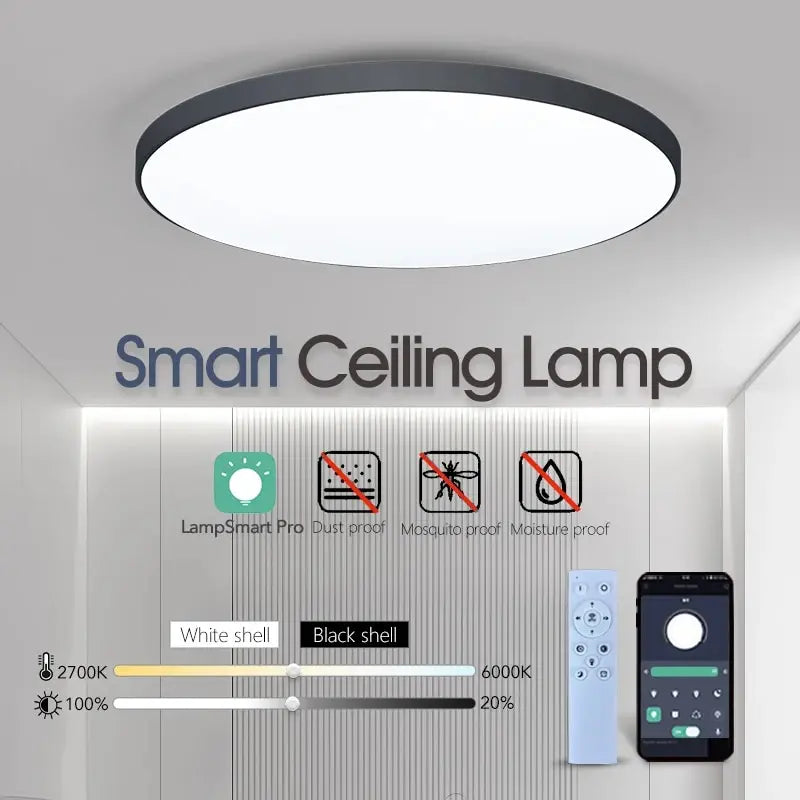 Modern Smart Dimmable LED Ceiling Light with App & Remote Control