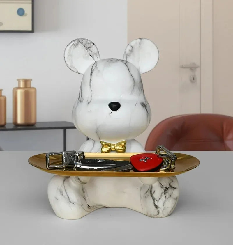 Trendy Graffiti Bear Desk Organizer | Unique Resin Art Decor