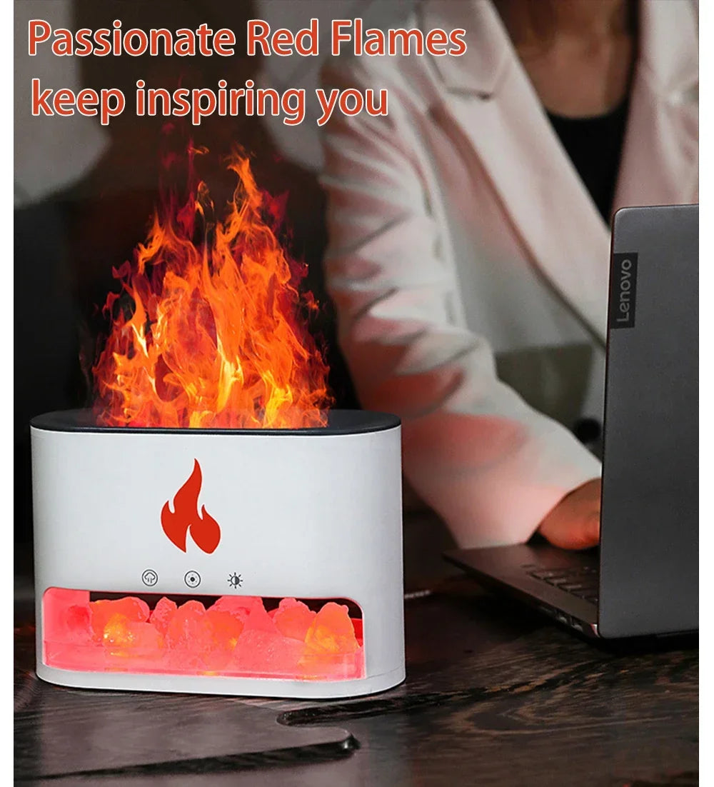 7-Color Flame Volcano Diffuser & Humidifier | Crystal Salt Lamp Fire Effect