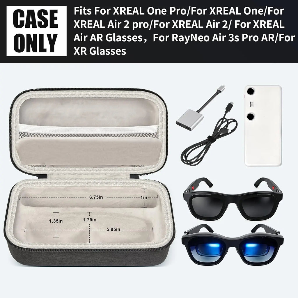 AR Glasses Hard Case for XREAL One Pro/Air/2, RayNeo Air 3s/Pro & Beam Pro 3 Box