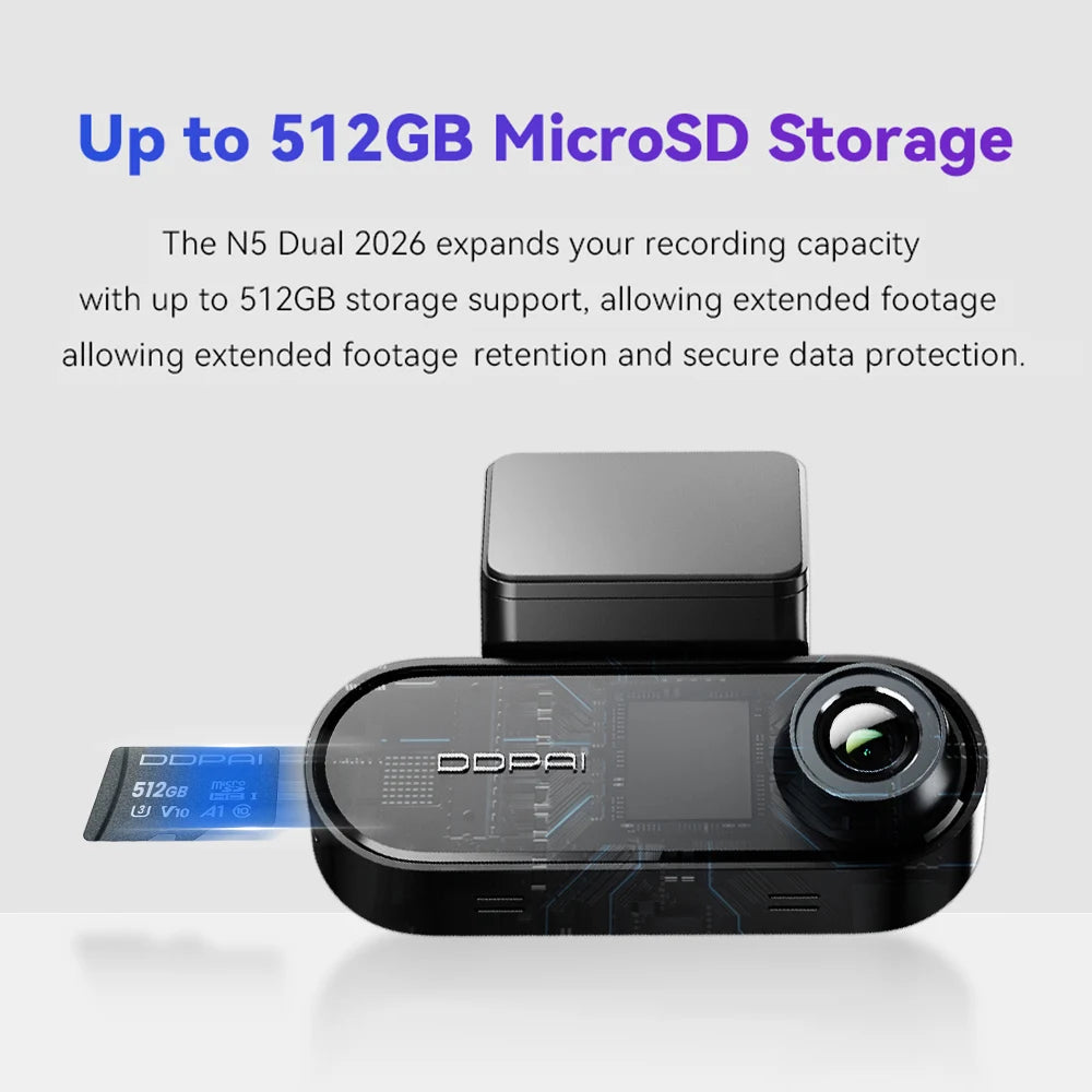 DDPAI N5 Dual 4K HDR Dash Cam - Front & Rear AI NightVIS DVR