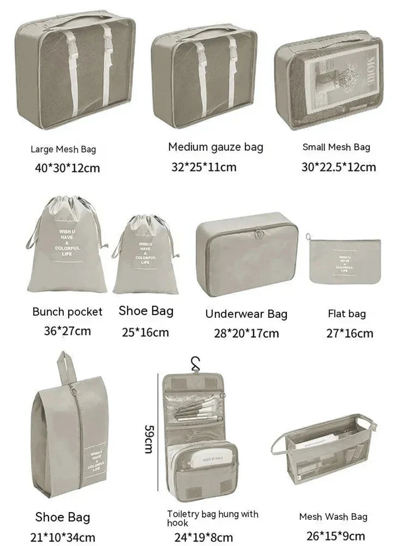 7/10 Pcs Travel Organizer Set - Packing Cubes & Storage Bags for Suitcases