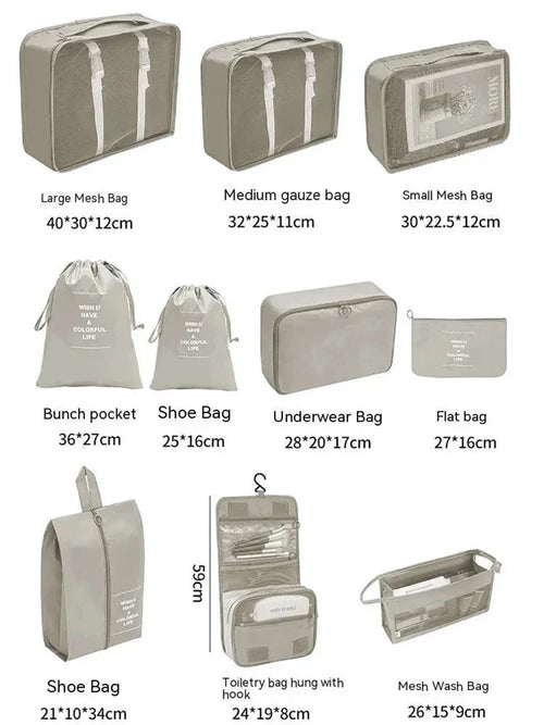 7/10 Pcs Travel Organizer Set - Packing Cubes & Storage Bags for Suitcases