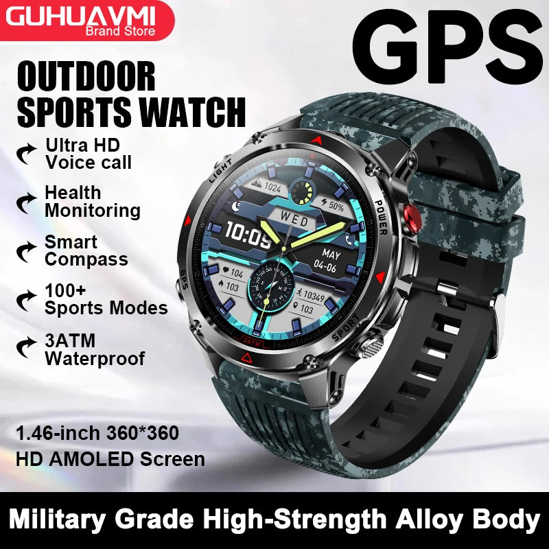 Vabena 2025 GPS Map Smartwatch | Navigation & Fitness for Men & Women