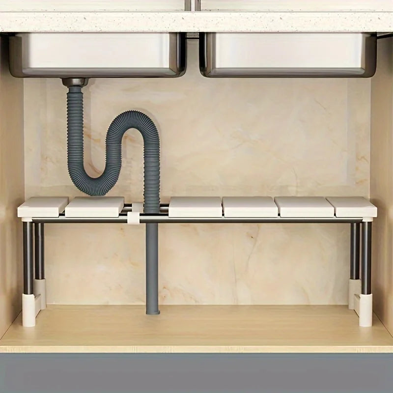 Adjustable Under Sink Storage Rack | Expandable Kitchen & Bathroom Organizer