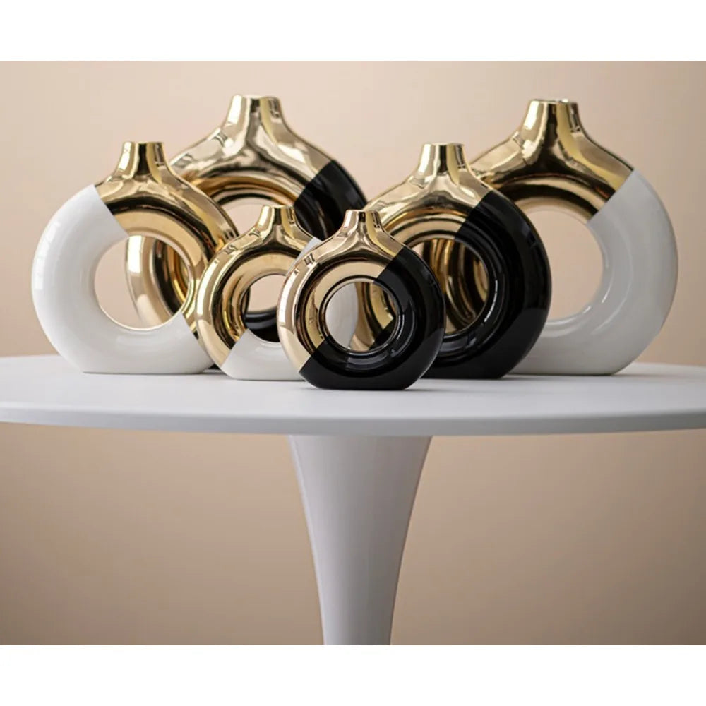 Light Luxury Gold Ceramic Vase | Modern Home Decor & Wedding Gift