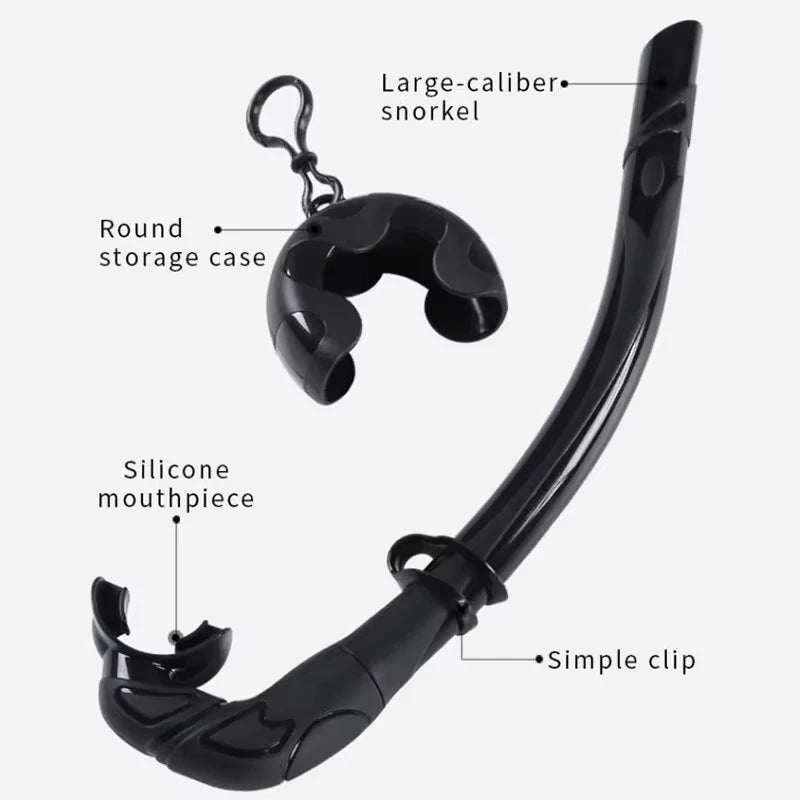 Low Volume Freedive Mask & Snorkel Set with Camera Mount - Tempered Glass Black