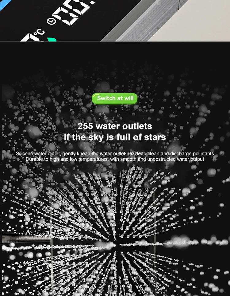 Vabena Grey Piano Button Digital Display Rain Shower System with Ambient Light