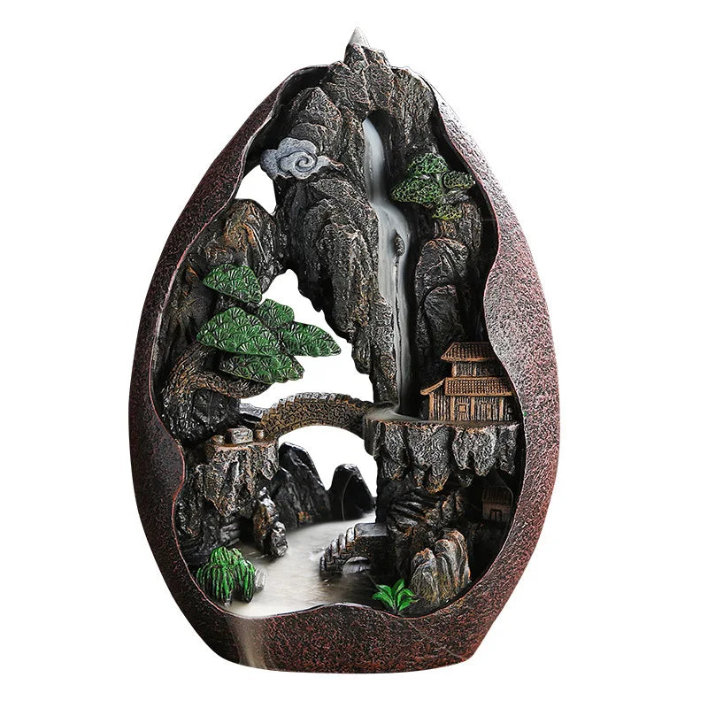 Smoke Waterfall Backflow Incense Burner - Mountain River Decor