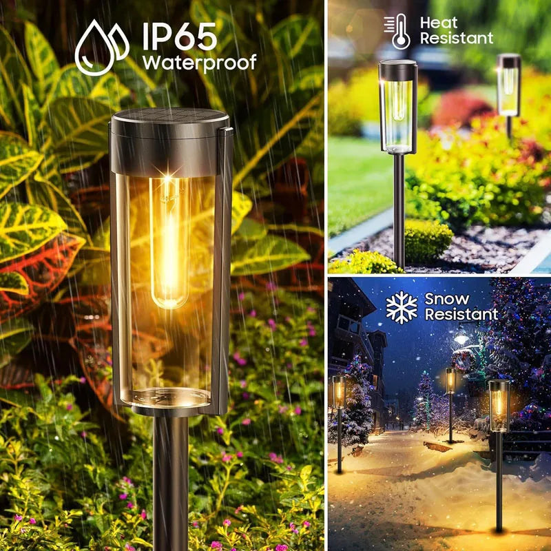 Retro Solar Pathway Lights | Warm Garden LED Decor