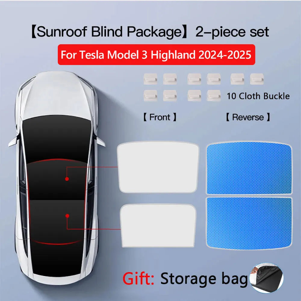 Tesla Model 3 Highland 2026 & Model Y Sunroof Sunshades | Ice Cloth Heat Blocker