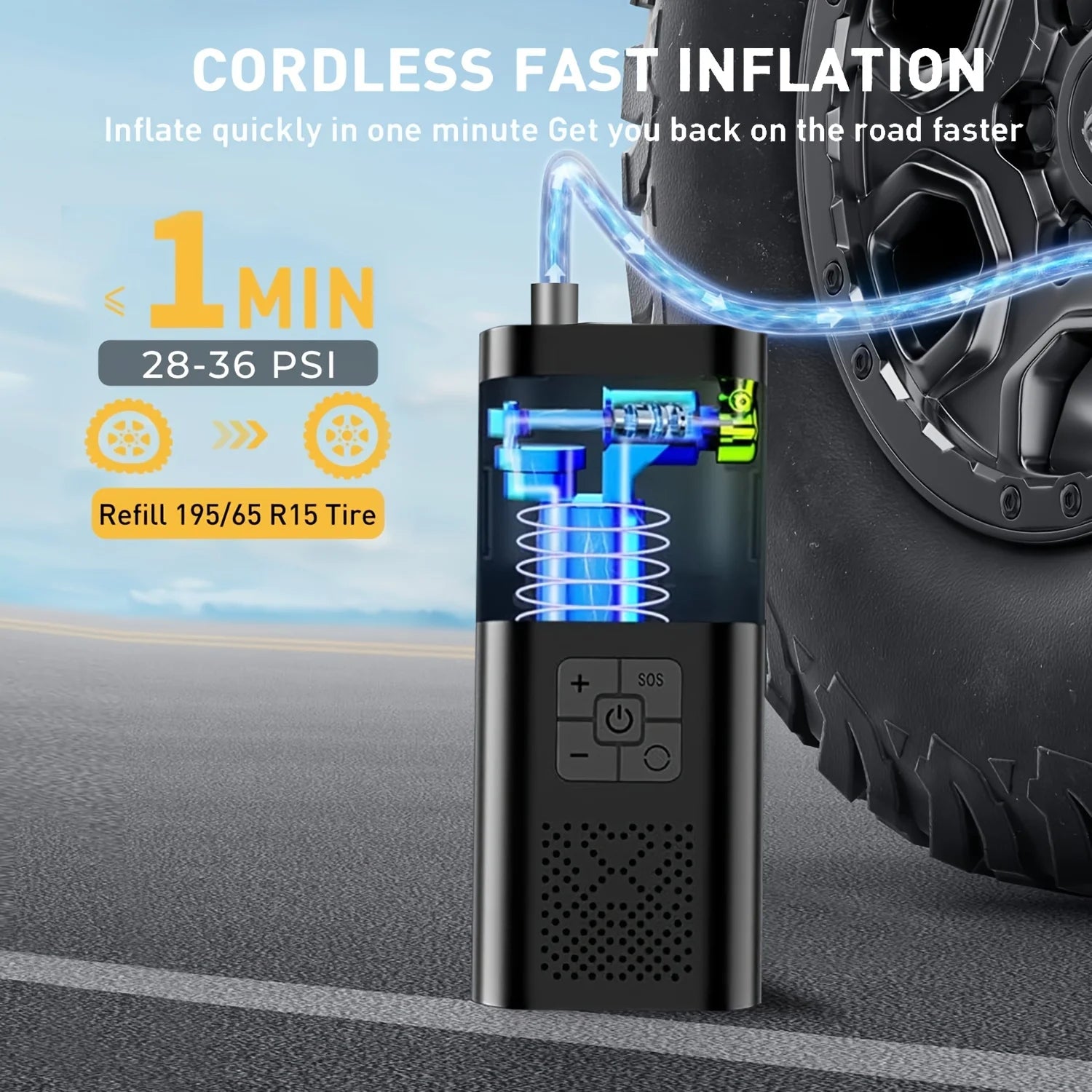 STSCELZ Professional 150PSI Cordless Tire Inflator