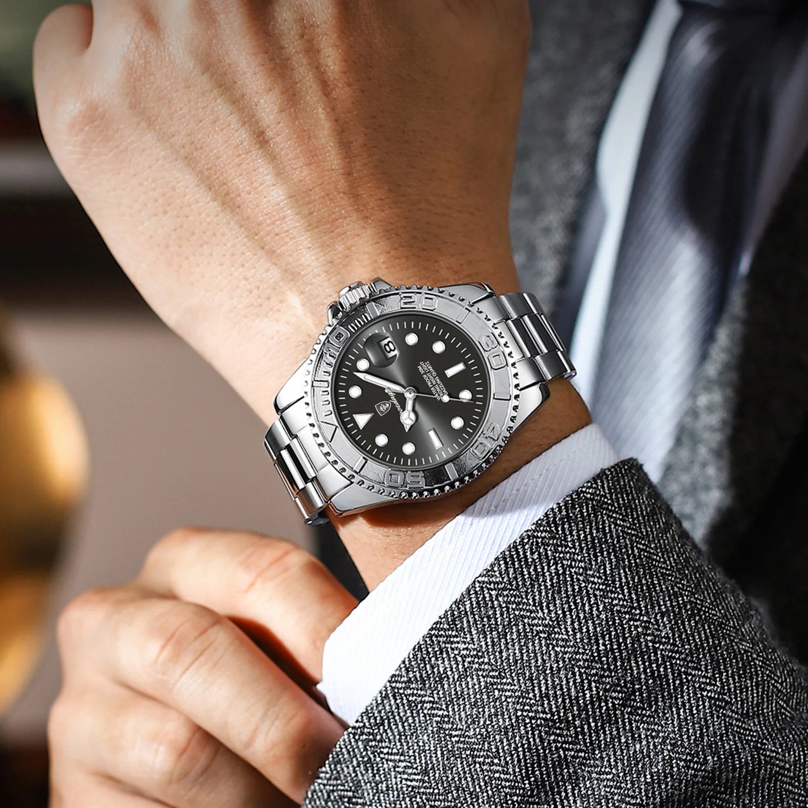 POEDAGAR Luxury Men's Quartz Watch - Waterproof & Luminous Date