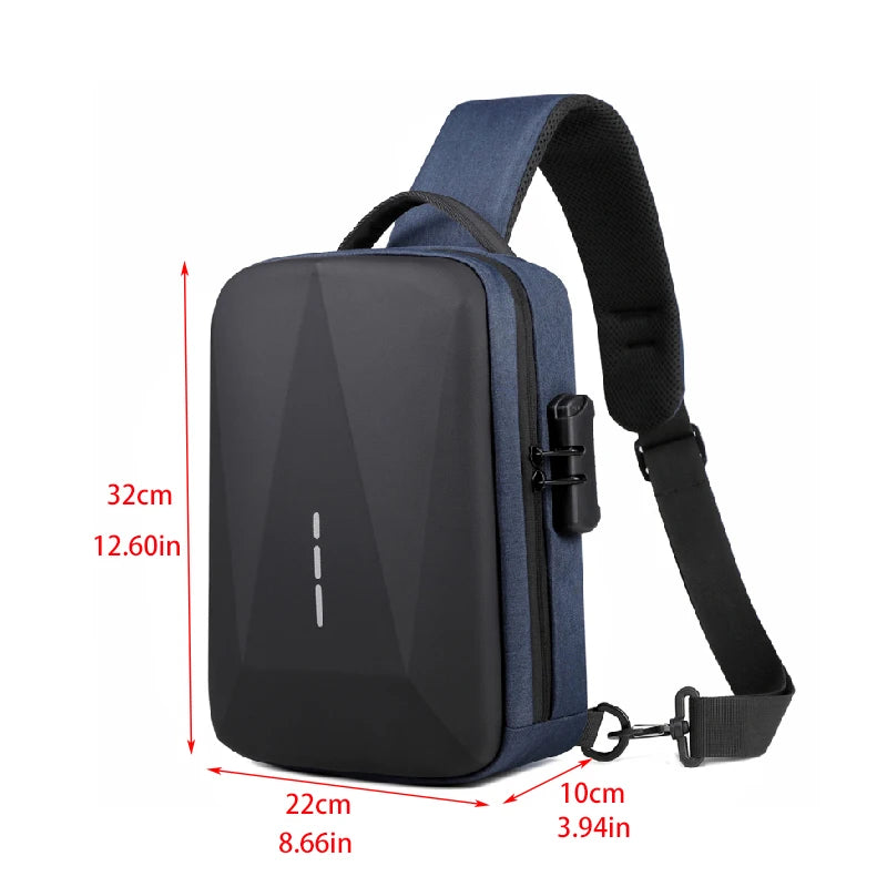 Men's Anti-theft Crossbody Bag with USB Charging Port & Combination Lock for Business & Travel