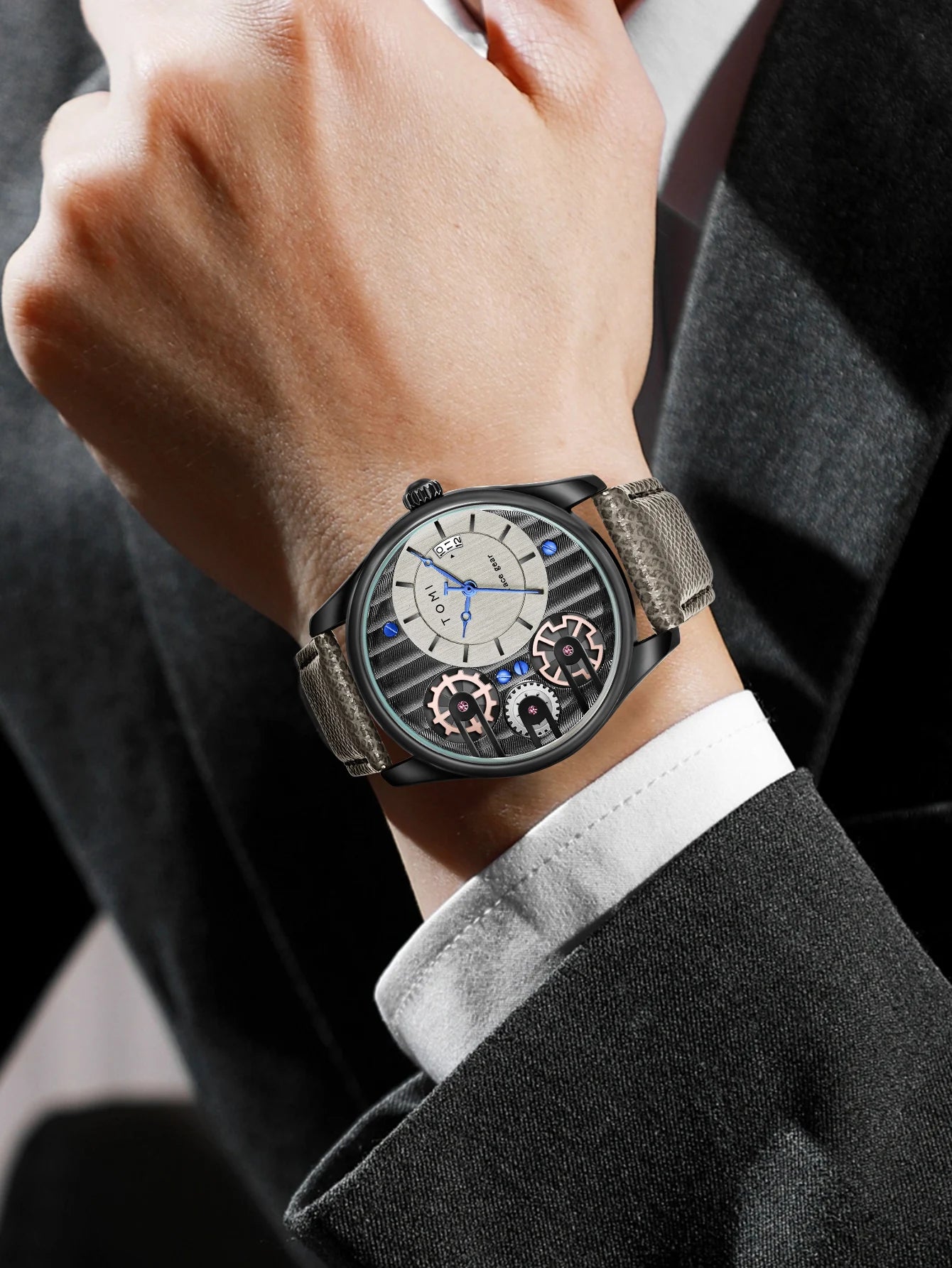 TOMI Men's Luxury Quartz Watch Gift Set - Detachable Strap