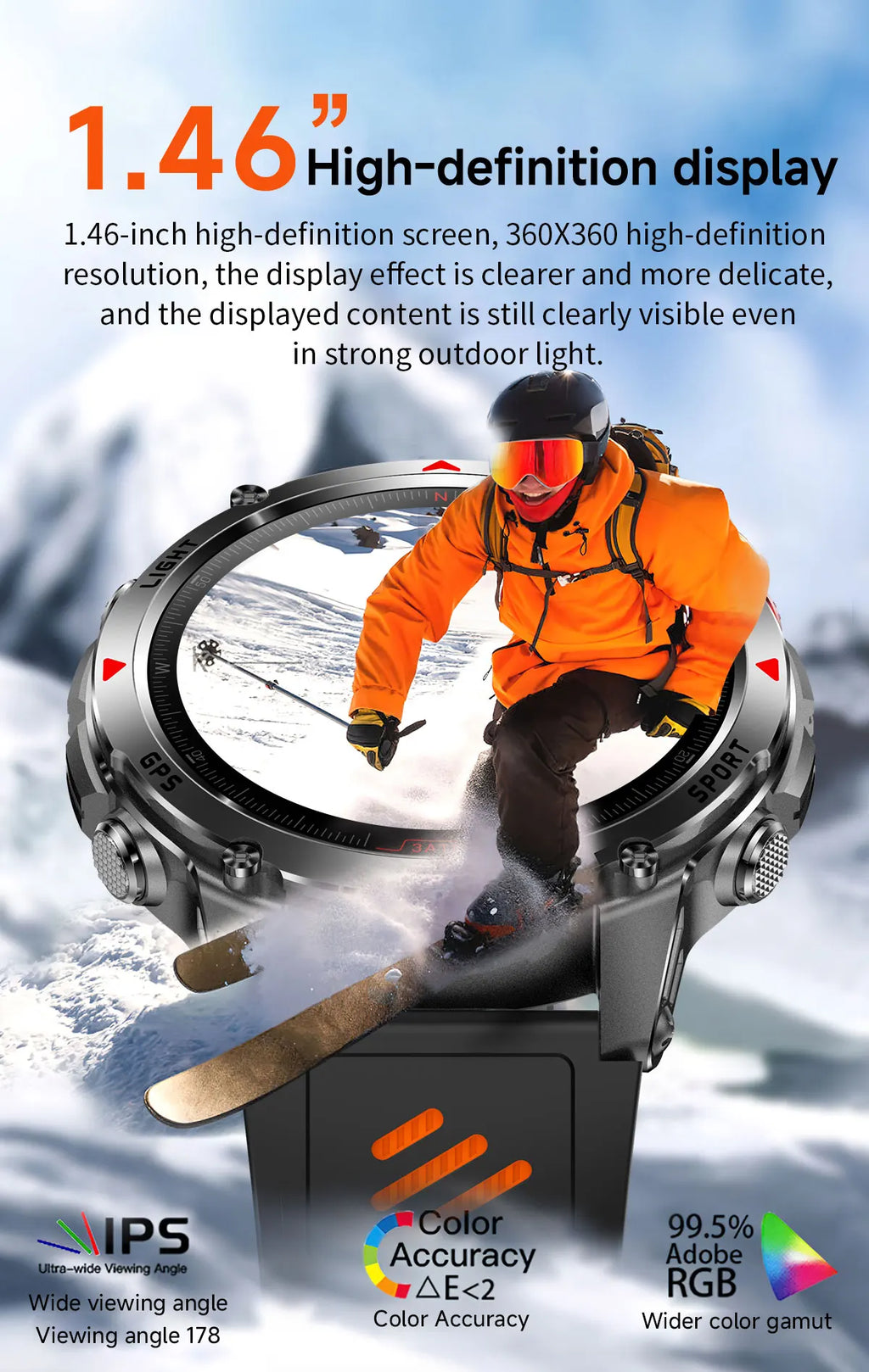 Vabena 2025 GPS Map Smartwatch | Navigation & Fitness for Men & Women