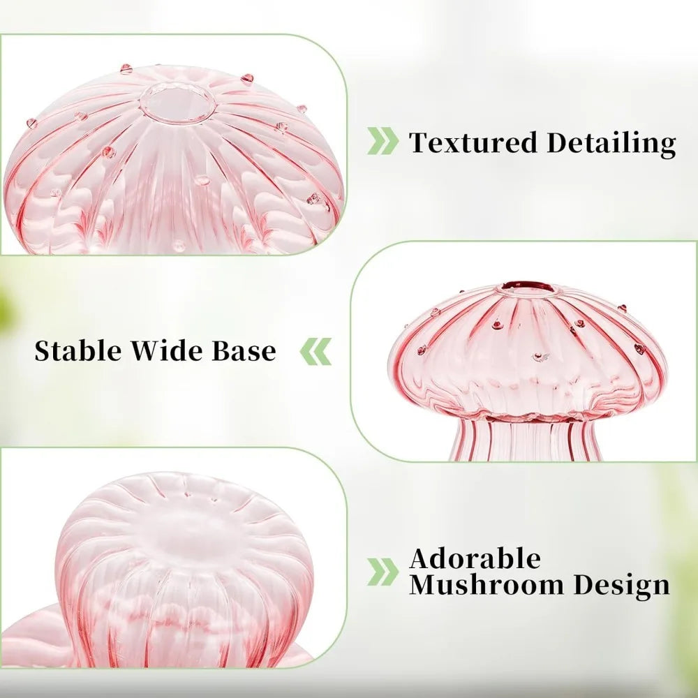 5Pcs Colourful Mushroom Glass Vases | Hydroponic Flower Pots Home Decor