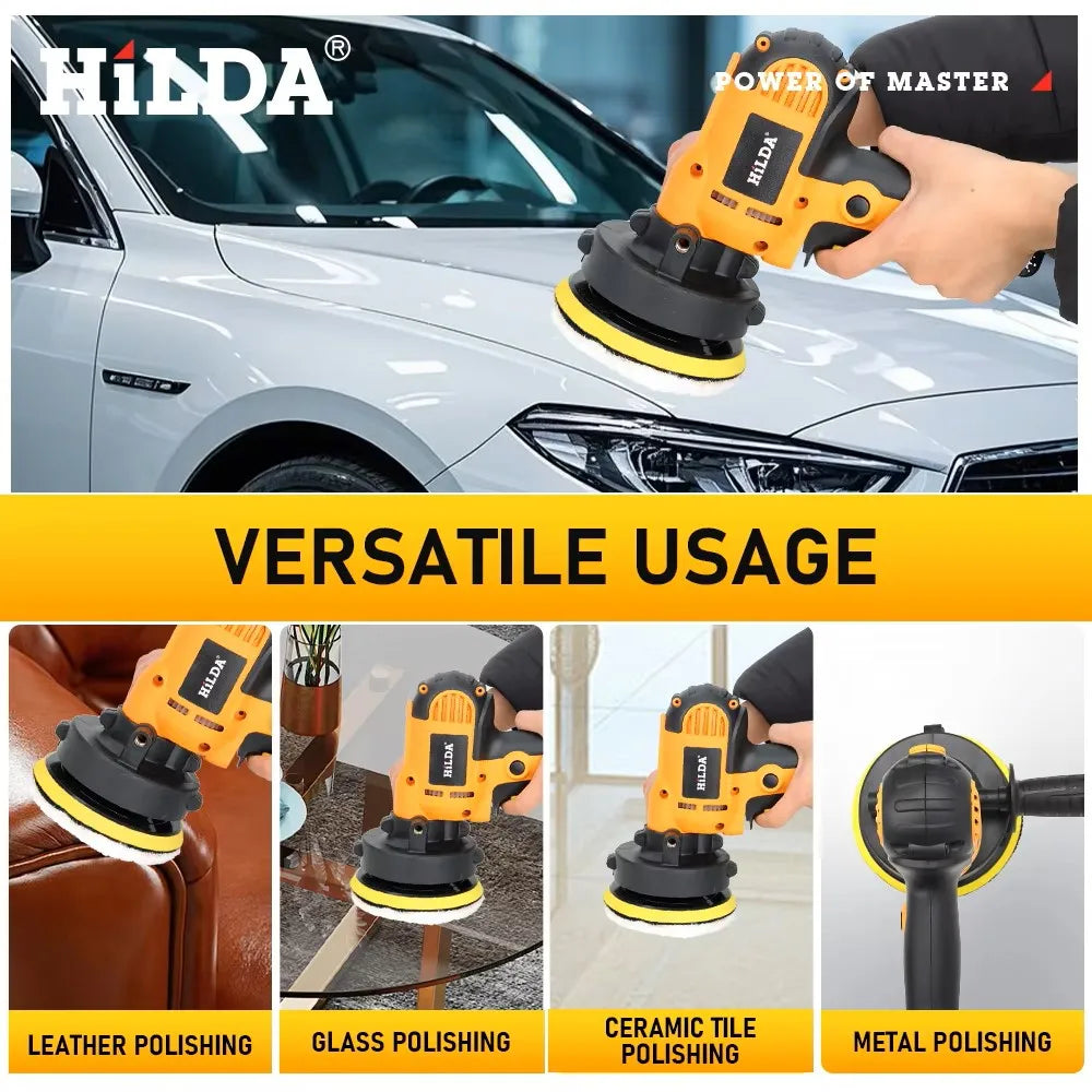 HILDA Electric Car Polisher | Adjustable Speed for Scratch Repair & Waxing