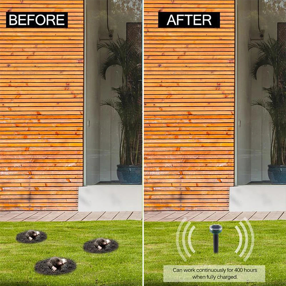 Solar Ultrasonic Pest Repeller - Outdoor Lawn Mouse, Snake & Insect Defense
