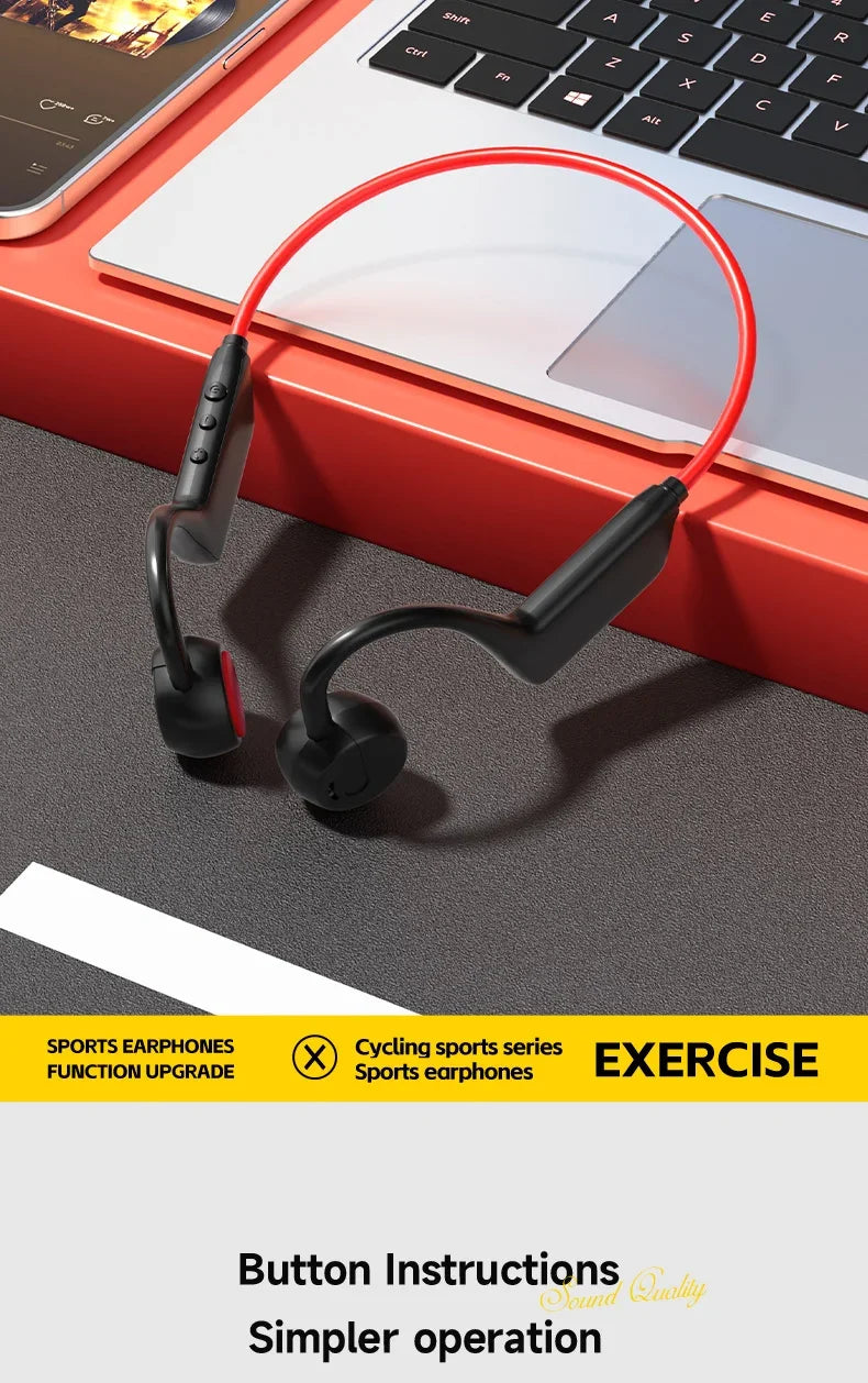 Vabena 2026 Bone Conduction Headset: Wireless IPX8 Swimming & Sports Headphones with Mic