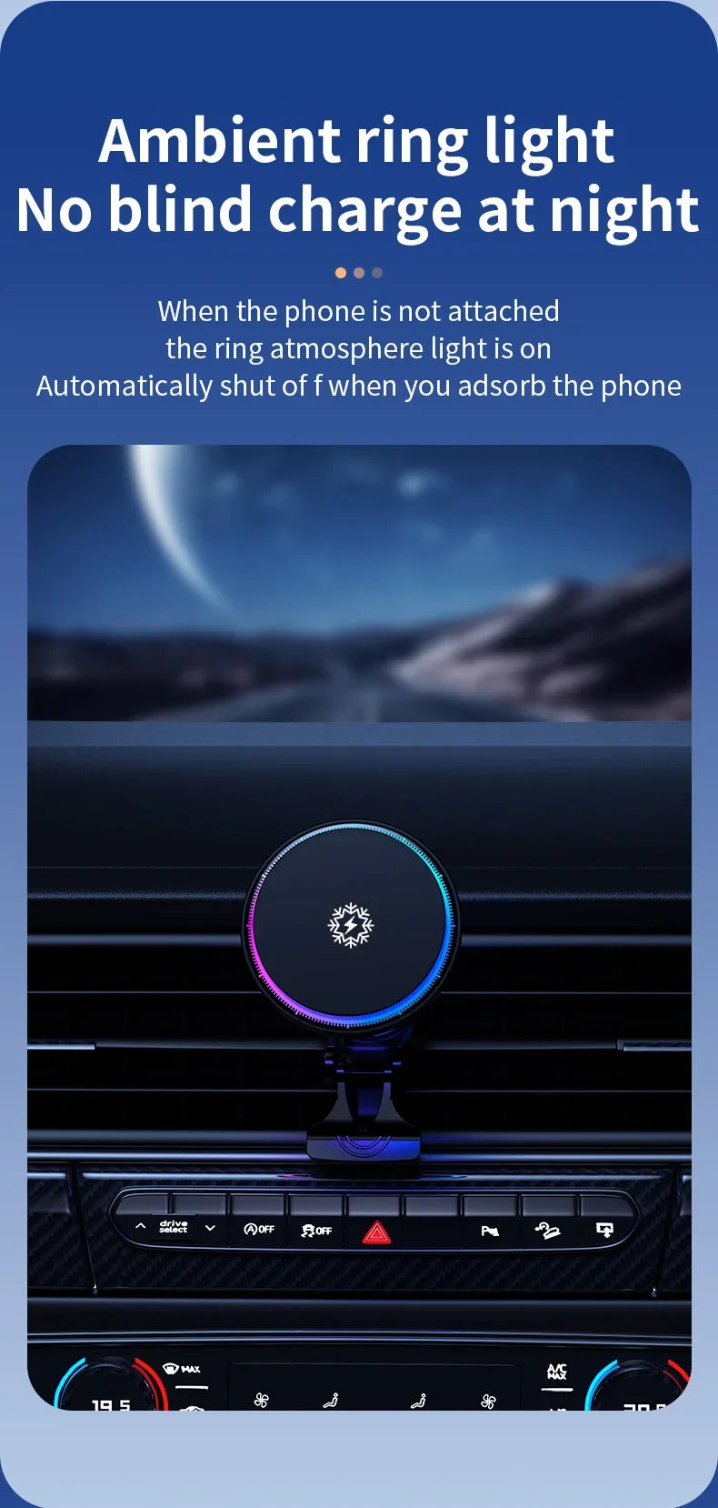 VIKEFON Ice Cooling Magnetic Wireless Car Charger - Fast Charging Mount