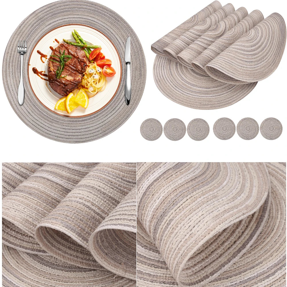 Premium Round Braided Placemats - Set of 6 | Elevate Your Dining Experience