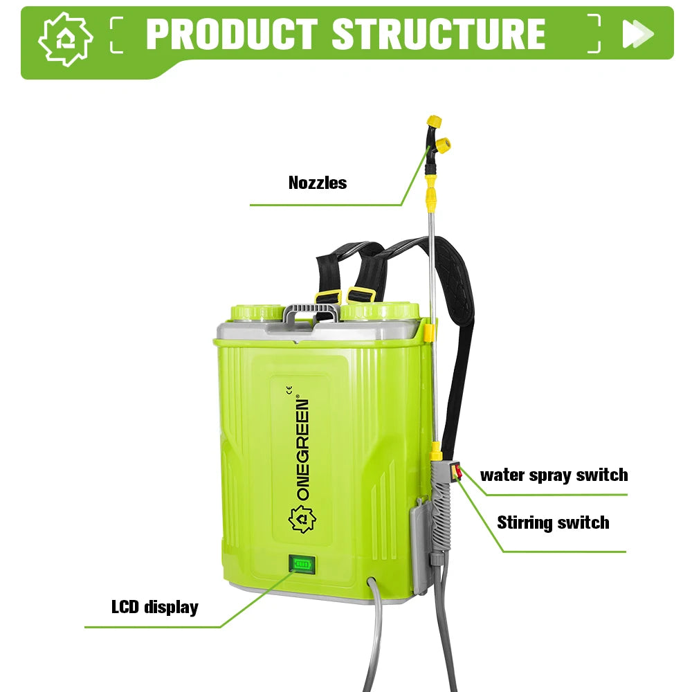 ONEGREEN 20L Rechargeable Electric Garden Sprayer for Makita 18V Battery - High Capacity Lawn Irrigation