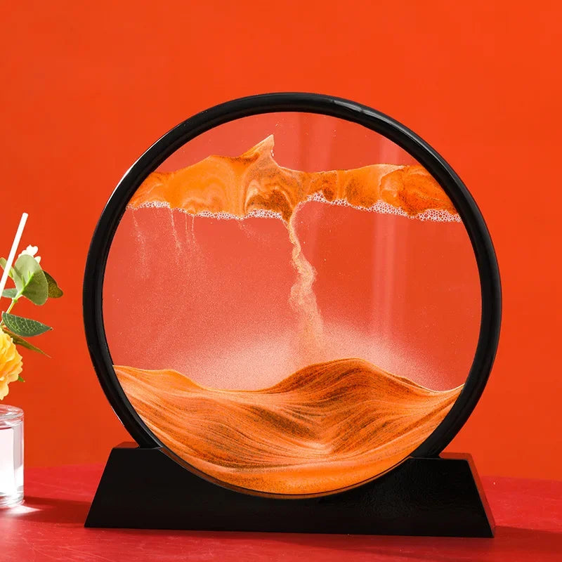 3D Moving Sand Art Deep Sea Sandscape | Round Glass Desk Decor & Gift