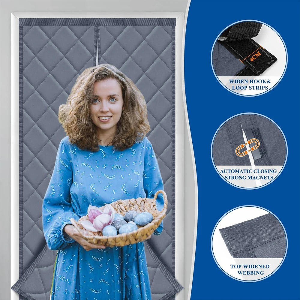Vabena Magnetic Thermal Insulated Door Curtain - Energy Saving & Privacy