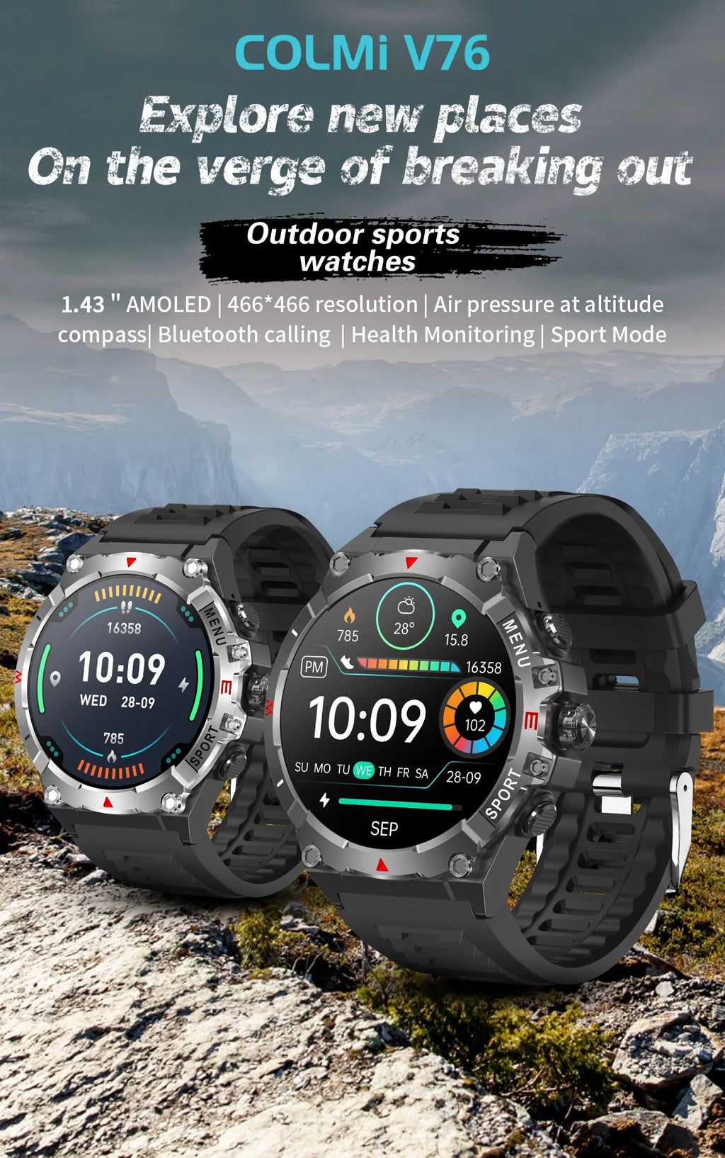 COLMI V76 GPS Smartwatch | Ultra AMOLED & Bluetooth Call