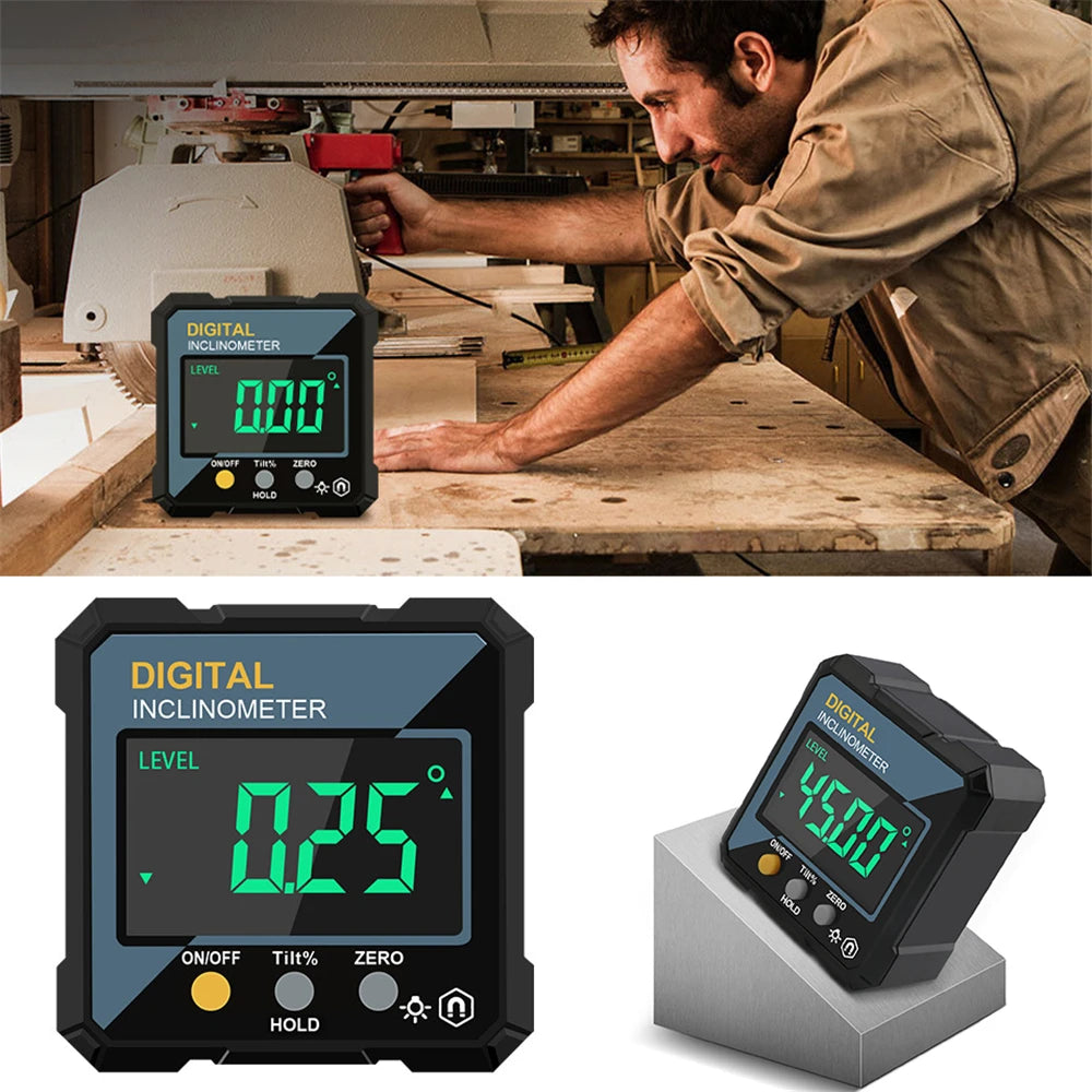 Vabena 4-Sided Magnetic Dual Laser Digital Inclinometer | Woodworking Angle Finder