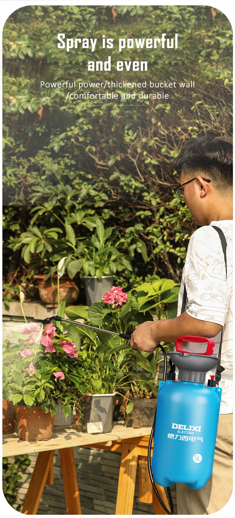 DELIXI ELECTRIC 3/5/8L Garden Sprayer - Multi-Purpose Pressure Pump for Lawn & Garden