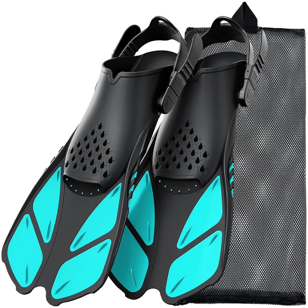 Snorkel Fins Adjustable Open Heel Travel Size Silicone Flippers