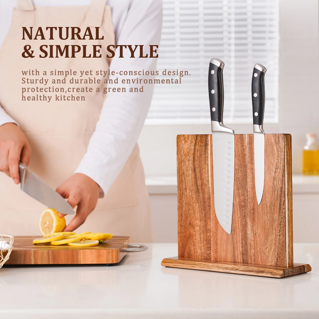 Premium Acacia Magnetic Knife Block - Organize & Display