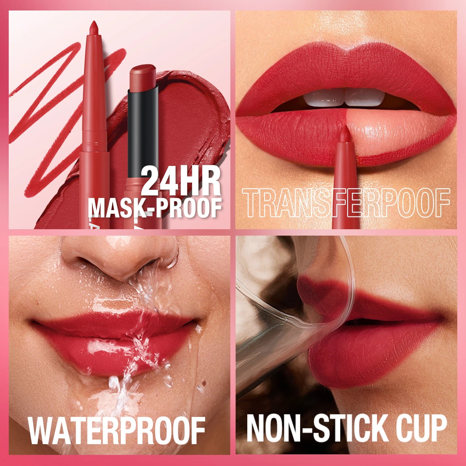 Vabena Waterproof 2-in-1 Lip Liner & Lipstick Set - No Smudge, No Fade