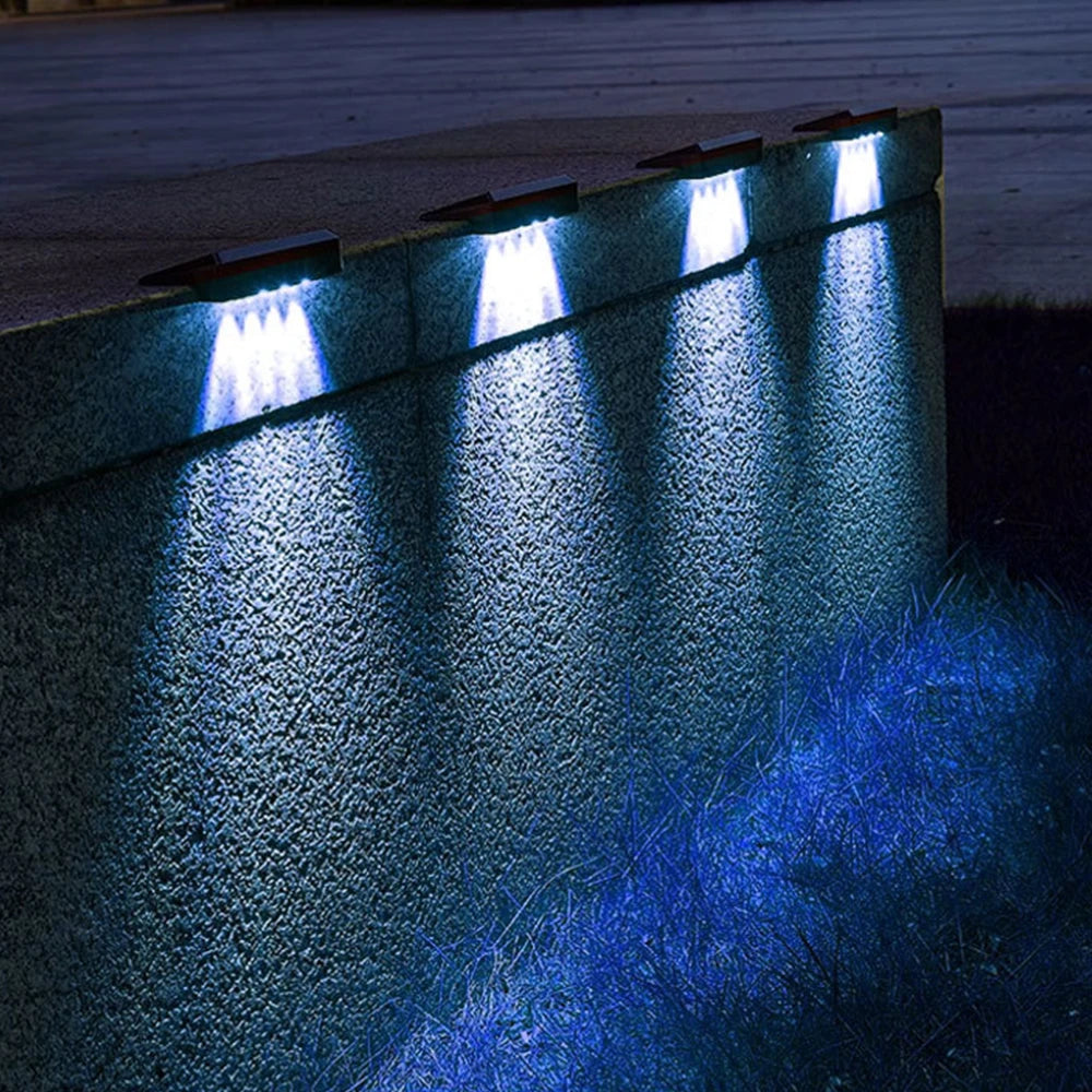 2-Pack 4 LED Solar Wall Lights – Outdoor Waterproof Fence & Deck Lighting
