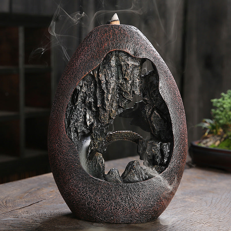 Smoke Waterfall Backflow Incense Burner - Mountain River Decor