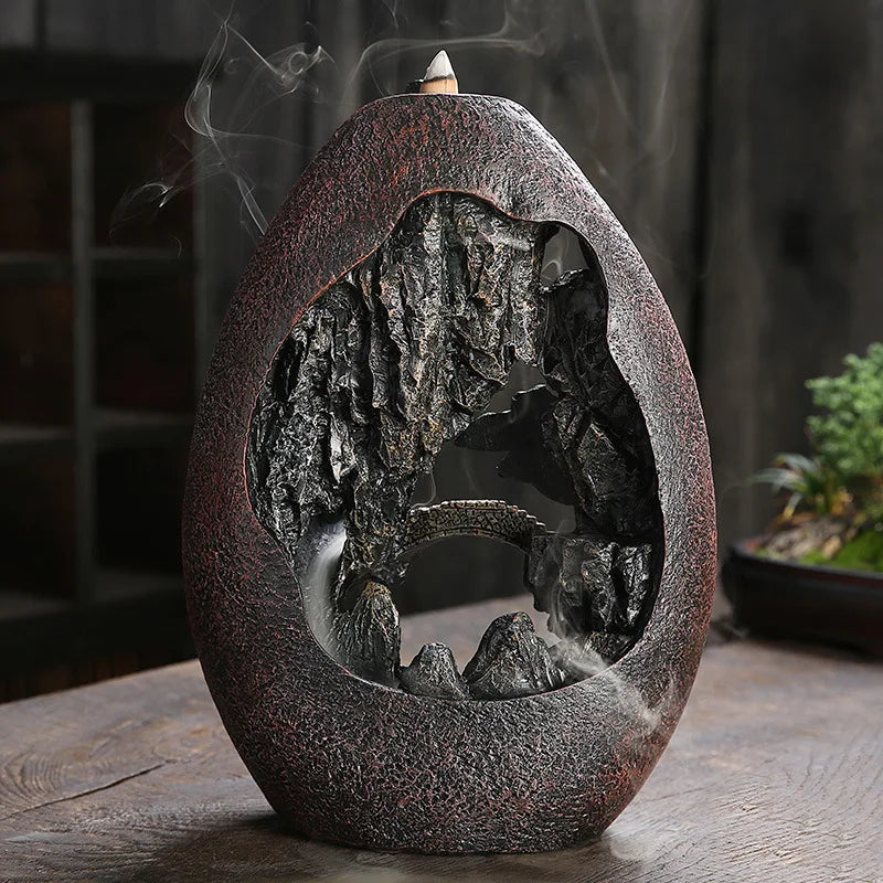 Smoke Waterfall Backflow Incense Burner - Mountain River Decor