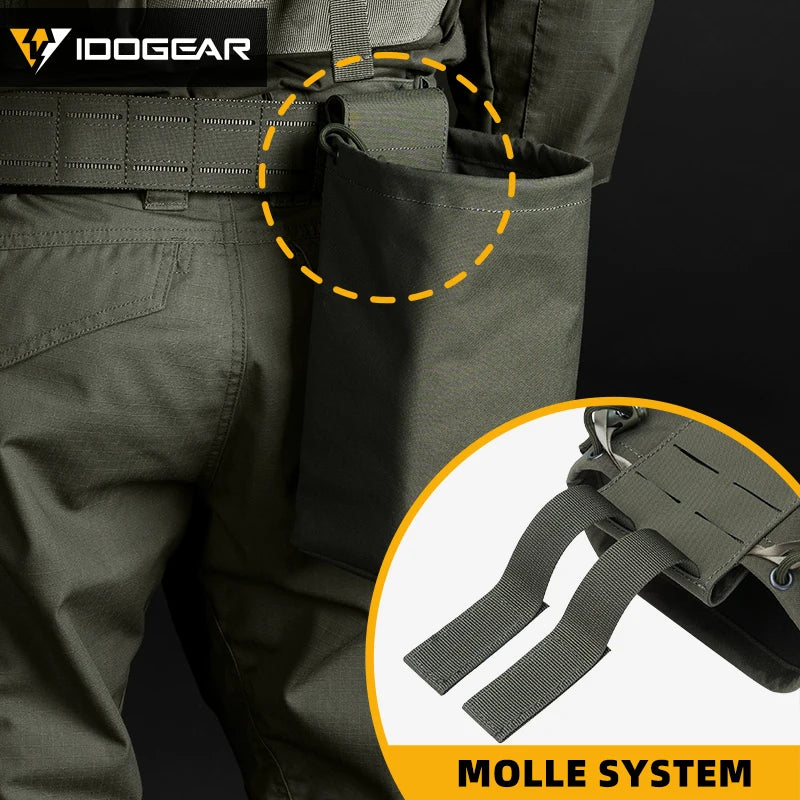 IDOGEAR Tactical MOLLE Foldable Dump Pouch - Durable Mini Drop Bag