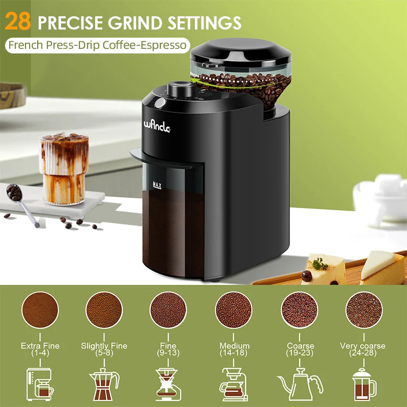 Wancle Electric Burr Coffee Grinder | Adjustable Conical Mill